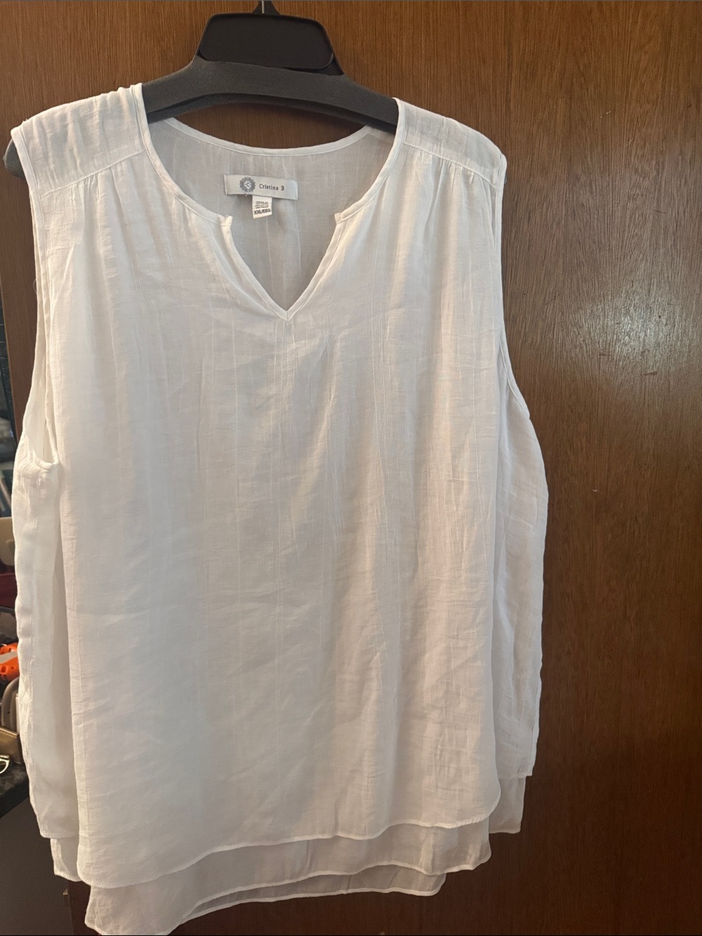 Crosby White Layered V-Neck Sleeveless Camisole